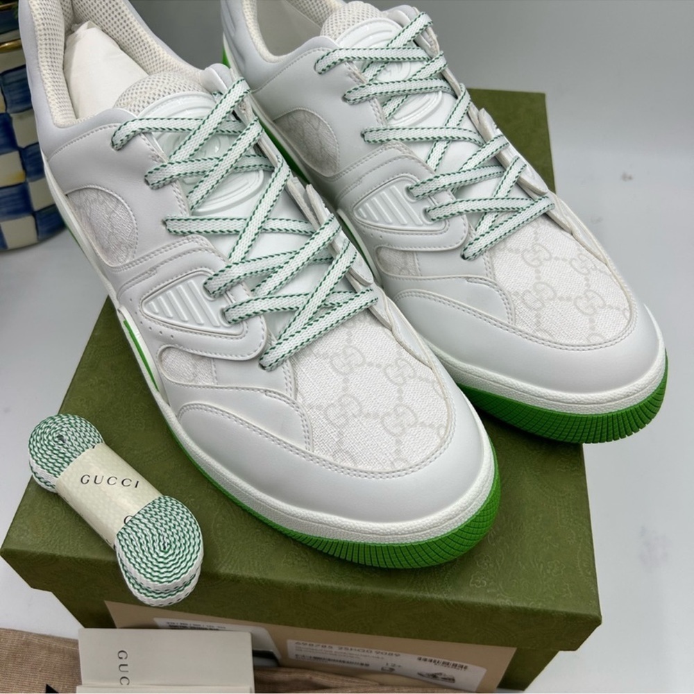 Men’s Gucci, GG demetra leather basket sneakers size 12.5 made in Italy - Picture 4 of 11